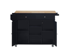 Load image into Gallery viewer, 1-Pc Grady Cottage Style Kitchen Island Storage Cart Natural Finish Top Black Color