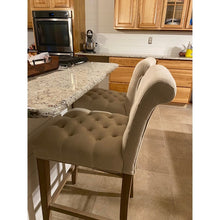 Load image into Gallery viewer, BTExpert Wooden Linen Tufted Counter 26" Bar Stool Chair , Accent Nail Trim Barstool ONE