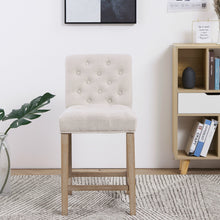 Load image into Gallery viewer, BTExpert Wooden Linen Tufted Counter 26" Bar Stool Chair , Accent Nail Trim Barstool ONE