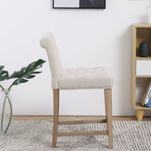 Load image into Gallery viewer, BTExpert Wooden Linen Tufted Counter 26" Bar Stool Chair , Accent Nail Trim Barstool ONE