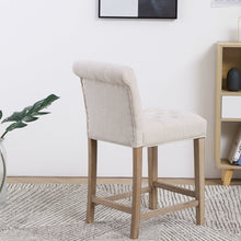 Load image into Gallery viewer, BTExpert Wooden Linen Tufted Counter 26" Bar Stool Chair , Accent Nail Trim Barstool ONE