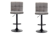 Load image into Gallery viewer, BTEXPERT Adjustable Industrial Metal Upholstered Swivel Gray Velvet Dining Barstool With Back For Kitchen Island, For Dining Room and Bar, Set of 2