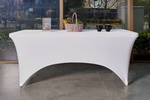 Load image into Gallery viewer, Kitchen Stretchable White Tablecloth, Stretch/Fitted Table Covers 6 Feet Indoor Outdoor Folding Table, Rectangular Spandex Cloths