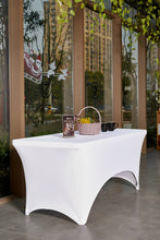 Load image into Gallery viewer, Kitchen Stretchable White Tablecloth, Stretch/Fitted Table Covers 6 Feet Indoor Outdoor Folding Table, Rectangular Spandex Cloths