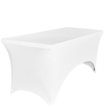 Load image into Gallery viewer, Kitchen Stretchable White Tablecloth, Stretch/Fitted Table Covers 6 Feet Indoor Outdoor Folding Table, Rectangular Spandex Cloths