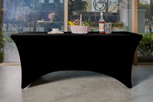 Load image into Gallery viewer, BTEXPERT Kitchen Stretchable Black Tablecloth Set of 15 Pack, Stretch/Fitted Table Covers for 6 Feet Folding Table, Rectangular Spandex Cloths for Wedding Party or Event