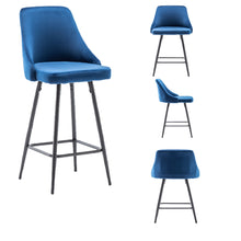 Load image into Gallery viewer, BTExpert Chacha Velvet Blue barstools Upholstered Modern Counter height Stool Bar Chair