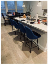 Load image into Gallery viewer, TWO - Chacha Velvet Blue barstools Upholstered Modern Counter height Stool Bar Chairs Set of 2