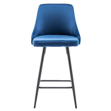 Load image into Gallery viewer, BTExpert Chacha Velvet Blue barstools Upholstered Modern Counter height Stool Bar Chair