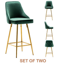 Load image into Gallery viewer, NEW TWO -Barstools Green Rahima Tufted Upholstered Modern Premium Stool Bar Chairs