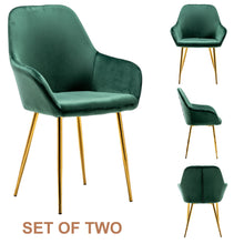 Load image into Gallery viewer, NEW - TWO Tasmia Velvet Emerald Green Accent Bucket Upholstered Dining Chairs Set of 2