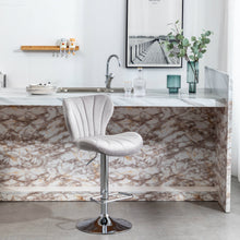 Load image into Gallery viewer, BTExpert Velvet Upholstered Dining Adjustable Height 36 44" High Back Stool Bar Chair Grey Velvet