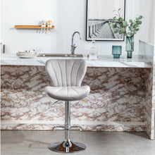 Load image into Gallery viewer, BTExpert Velvet Upholstered Dining Adjustable Height 36 44" High Back Stool Bar Chair Grey Velvet