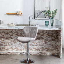 Load image into Gallery viewer, BTExpert Velvet Upholstered Dining Adjustable Height 36 44" High Back Stool Bar Chair Grey Velvet