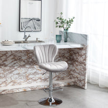 Load image into Gallery viewer, BTExpert Velvet Upholstered Dining Adjustable Height 36 44" High Back Stool Bar Chair Grey Velvet