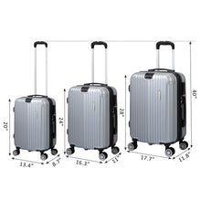 Load image into Gallery viewer, 3-in-1 Expandable Luggage Set, Hardshell Suitcase with TSA Lock, Spinner Carry on 20" 24" 28", Silver