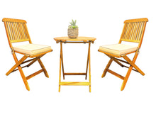 Load image into Gallery viewer, BTExpert 4 Patio Fully Assembled Outdoor Acacia Wood Solid Outdoor Wood Folding Chair, Teak Finish, Tan Cushions, Patio, Garden