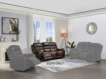 Load image into Gallery viewer, BTExpert Power Motion Recliner 3 Seater Sofa USB Upholstered Two Tone Brown Top Grain Leather Reclining Sofa