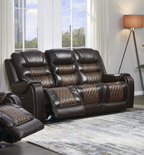 Load image into Gallery viewer, BTExpert Power Motion Recliner 3 Seater Sofa USB Upholstered Two Tone Brown Top Grain Leather Reclining Sofa