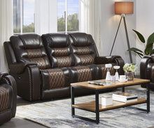 Load image into Gallery viewer, BTExpert Power Motion Recliner 3 Seater Sofa USB Upholstered Two Tone Brown Top Grain Leather Reclining Sofa