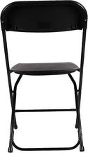 Load image into Gallery viewer, BTExpert Black Plastic Folding Chair Steel Frame Commercial High Capacity Event Chair lightweight Set for Office Wedding Party Picnic Kitchen Dining Church School Set of 2