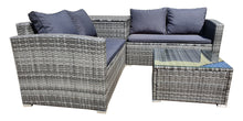 Load image into Gallery viewer, 4 Piece Outdoor Sectional Sofa Set, Rattan Patio Storage End Table Deck Yard Garden Poolside Wicker Furniture Couch Table & Cushions Side Summer Grey