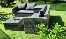Load image into Gallery viewer, 4 Piece Outdoor Sectional Sofa Set, Rattan Patio Storage End Table Deck Yard Garden Poolside Wicker Furniture Couch Table & Cushions Side Summer Grey