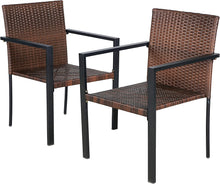 Load image into Gallery viewer, Dark Brown Patio Outdoor Furniture Conversation Sets With Porch Chairs Set Of 2 Chairs?áWicker Bistro Set