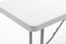 Load image into Gallery viewer, BTExpert 6-Foot - 72" long White Plastic Folding Seminar Training Table Portable 18" Wide narrow, 29" High, events indoor outdoor lightweight