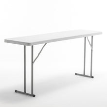 Load image into Gallery viewer, BTExpert 6-Foot - 72" long White Plastic Folding Seminar Training Table Portable 18" Wide narrow, 29" High, events indoor outdoor lightweight