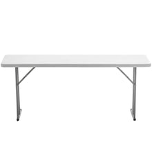 Load image into Gallery viewer, BTExpert 6-Foot - 72" long White Plastic Folding Seminar Training Table Portable 18" Wide narrow, 29" High, events indoor outdoor lightweight