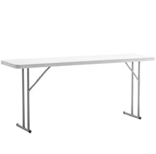 Load image into Gallery viewer, BTExpert 6-Foot - 72" long White Plastic Folding Seminar Training Table Portable 18" Wide narrow, 29" High, events indoor outdoor lightweight