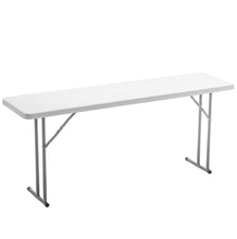 Load image into Gallery viewer, BTExpert 6-Foot - 72" long White Plastic Folding Seminar Training Table Portable 18" Wide narrow, 29" High, events indoor outdoor lightweight
