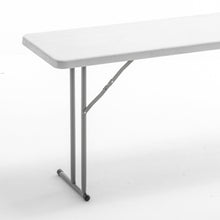 Load image into Gallery viewer, BTExpert 6-Foot - 72" long White Plastic Folding Seminar Training Table Portable 18" Wide narrow, 29" High, events indoor outdoor lightweight