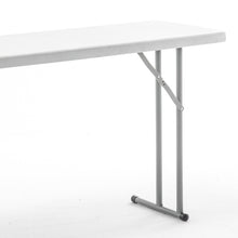 Load image into Gallery viewer, BTExpert 6-Foot - 72" long White Plastic Folding Seminar Training Table Portable 18" Wide narrow, 29" High, events indoor outdoor lightweight
