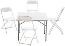 Load image into Gallery viewer, 5 Piece Folding Card Table Chair Set 34" Square Granite White Plastic 4 Adult Chairs board games nights gatherings party home outdoor lightweight