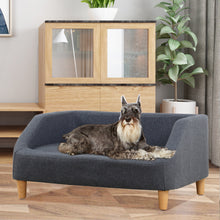 Load image into Gallery viewer, 37" GRAY Pet Sofa, Dog Sofa, Cat sofa, Cat Bed, Pet Bed, Dog Bed, Cat Bed, rectangle sofa with movable cushion, with wood style foot