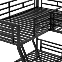 Load image into Gallery viewer, Twin over Full Bunk Bed with a Twin Size Loft Bed attached, with a Desk, Metal, Black