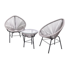 Load image into Gallery viewer, 3 Pieces Patio Furniture Set Outdoor All Weather Hand-Woven PE Rattan Conversation Bistro Sets 2 Chairs with Glass Top Coffee Table Sets for Backyard Livingroom Balcony (Gray)