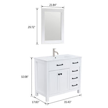 Load image into Gallery viewer, 36 Inch W White Bathroom Vanity Set with Faucet and Mirror