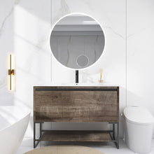 Load image into Gallery viewer, 48 inch Bathroom Vanity with Sink, Freestanding Bathroom Vanities with Soft Close Doors and Open Shelf Combo with Single Ceramic Sink for Bathroom (48inch, Plaid Grey Oak)