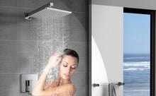 Load image into Gallery viewer, 10 Inch Rain Shower Head System Shower Combo Set Bathroom Wall Mount Mixer Shower Faucet Rough-In Valve and Shower Arm Included