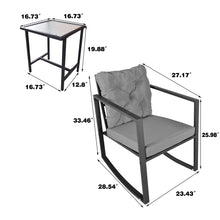 Load image into Gallery viewer, 3 Pieces Patio Set Outdoor Patio Furniture Sets Modern Rocking Chair Furniture Sets Clearance Cushioned Chairs Conversation Sets with Coffee Table for Yard and Bistro (Gray)