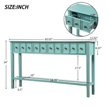 Load image into Gallery viewer, TREXM Rustic Entryway Console Table, 60" Long Sofa Table with two Different Size Drawers and Bottom Shelf for Storage (Blue)
