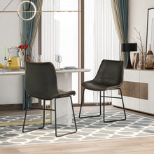 Load image into Gallery viewer, TREXM Vintage Armless Leatherier Dining Stools Indoor Dining Chairs Set of 2 (Gray)