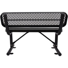 Load image into Gallery viewer, 4 ft. Outdoor Steel Bench with Backrest BLACK