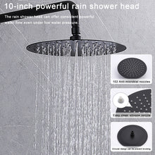 Load image into Gallery viewer, Shower System Shower Faucet Combo Set Wall Mounted with 10" Rainfall Shower Head and handheld shower faucet, Matte Black Finish with Brass Valve Rough-In