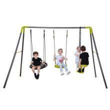 Load image into Gallery viewer, 3 in 1 Metal Swing Set for Backyard, Heavy Duty A-Frame, Height Adjustment