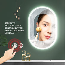Load image into Gallery viewer, 32X20 Inch Bathroom Mirror with Lights, Anti Fog Dimmable LED Mirror for Wall Touch Control, Frameless Oval Smart Vanity Mirror Vertical Hanging