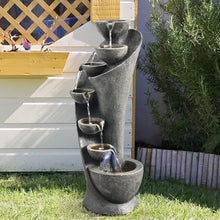 Load image into Gallery viewer, 39Inch Outdoor Garden Fountain Waterfalls 7 Floor Bowls Curved Design With LED